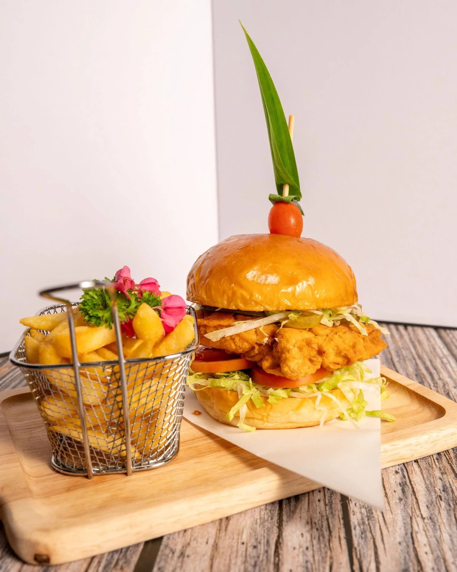 Crunchy fried chicken burger at SOHO Pool Club Phuket