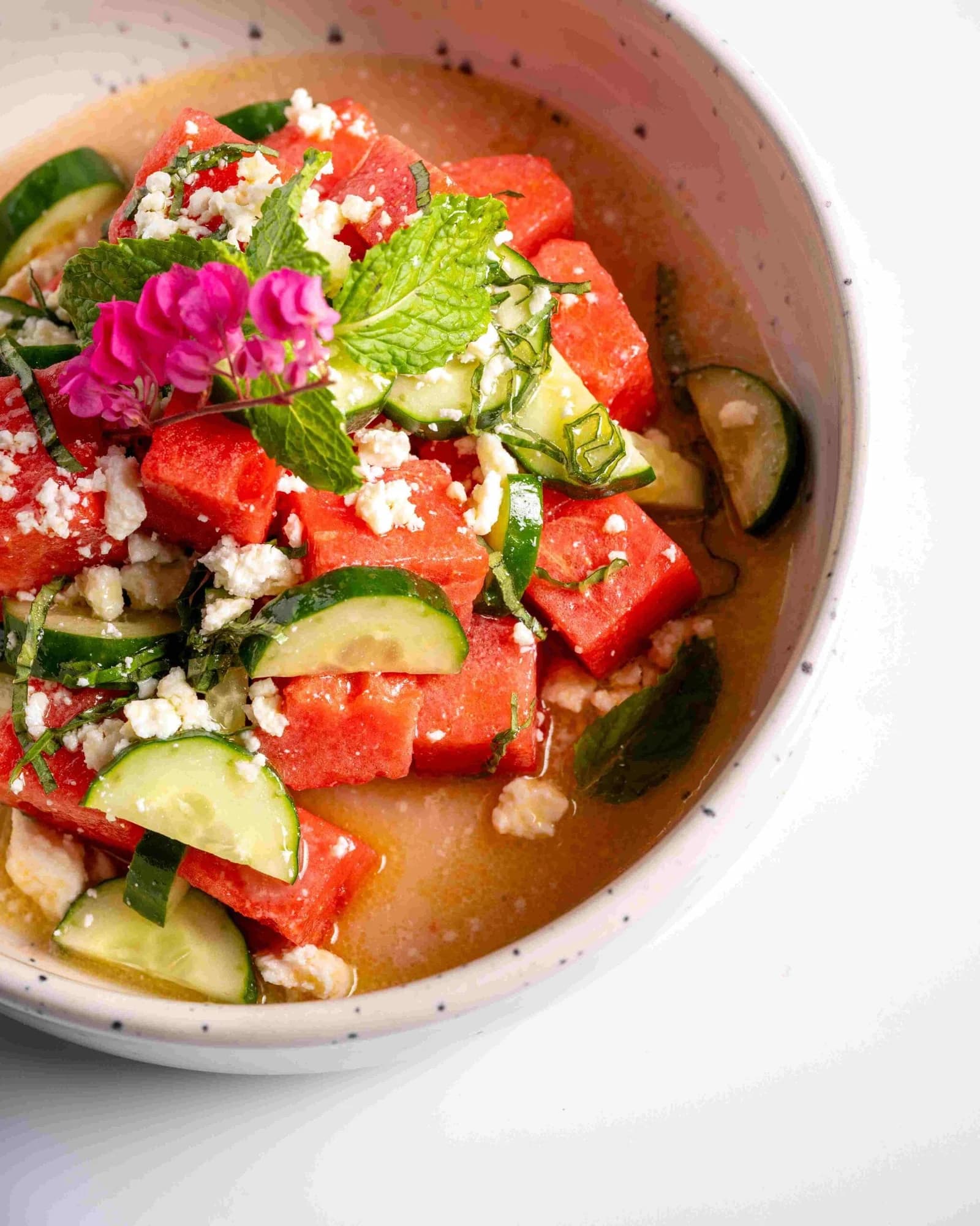 Fresh watermelon and feta salad at SOHO Pool Club Phuket