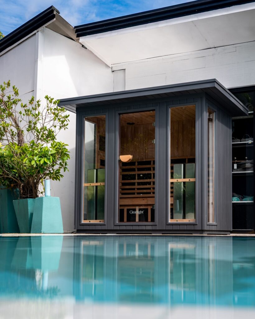 Modern Clearlight infrared sauna beside the pool at SOHO Wellness Phuket