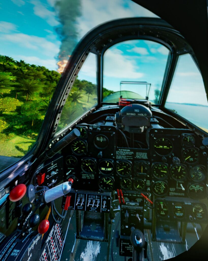 Realistic cockpit view in a flight simulator at SimPro Academy Phuket