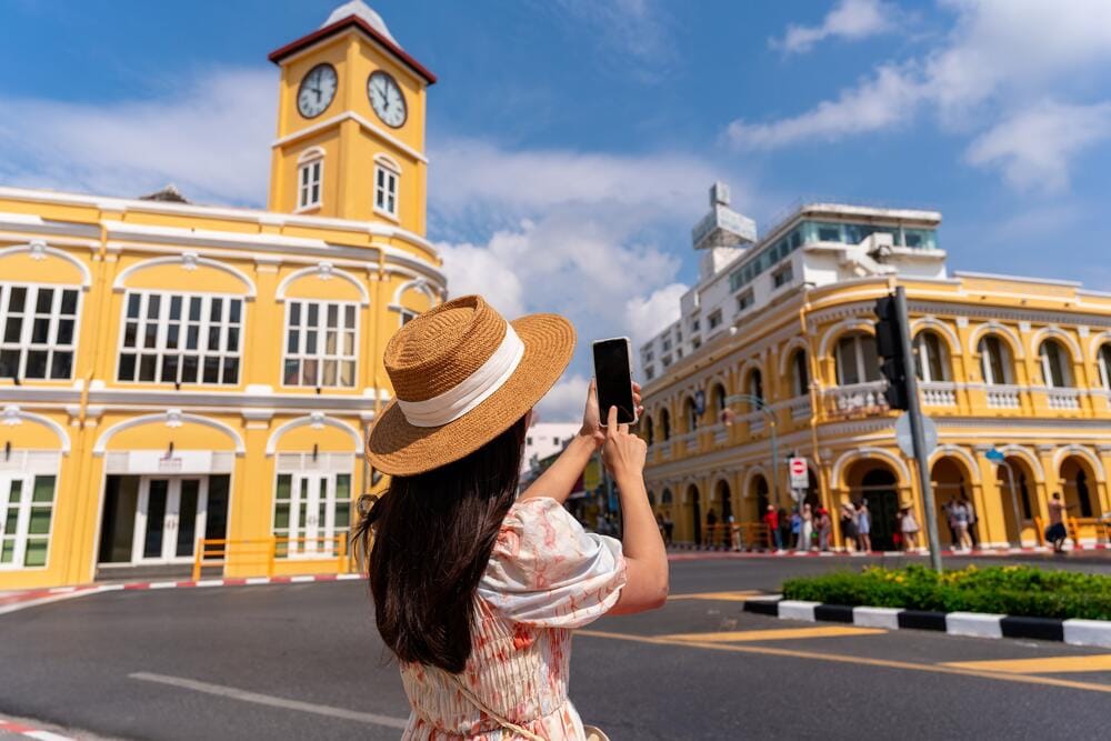 A lady walking in Phuket Old Town